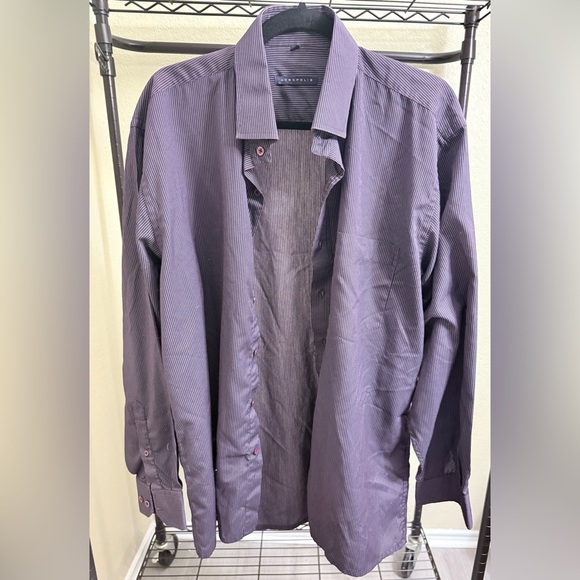 Acropolis Other - Acropolis Men's Plum and White Striped Dress Shirt